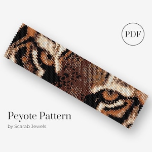 Tiger Augen Muster | Peyote Perlen Armband | Manschette Perlenmuster | Miyuki Delica | PDF Sofortdownload