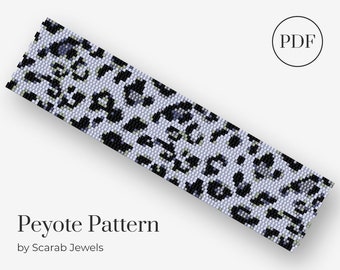 Snow Leopard Pattern | Peyote Beading Bracelet | Cuff Bead Pattern | Miyuki Delica | PDF Instant Download