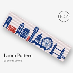 London Landmarks Pattern | Loom Beading Bracelet | Cuff Bead Pattern | Miyuki Delica | PDF Instant Download