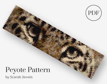 Leopard Eyes Pattern | Peyote Beading Bracelet | Cuff Bead Pattern | Miyuki Delica | PDF Instant Download