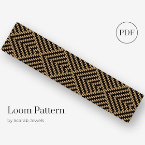 Art Deco Rauten Muster | Retro Tapete | Webstuhl Perlen Armband | Manschette Perlenmuster | Miyuki Delica | PDF Sofortdownload