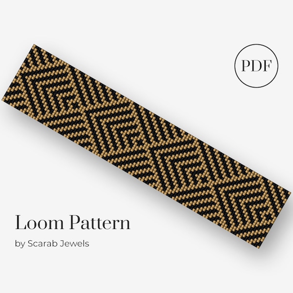 Art Deco Rhombuses Pattern | Retro Wallpaper | Loom Beading Bracelet | Cuff Bead Pattern | Miyuki Delica | PDF Instant Download