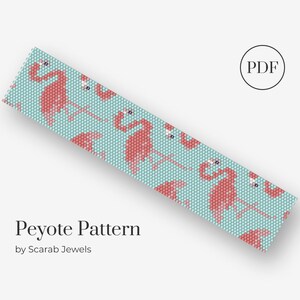 Flamingos Pattern | Peyote Beading Bracelet | Cuff Bead Pattern | Miyuki Delica | PDF Instant Download