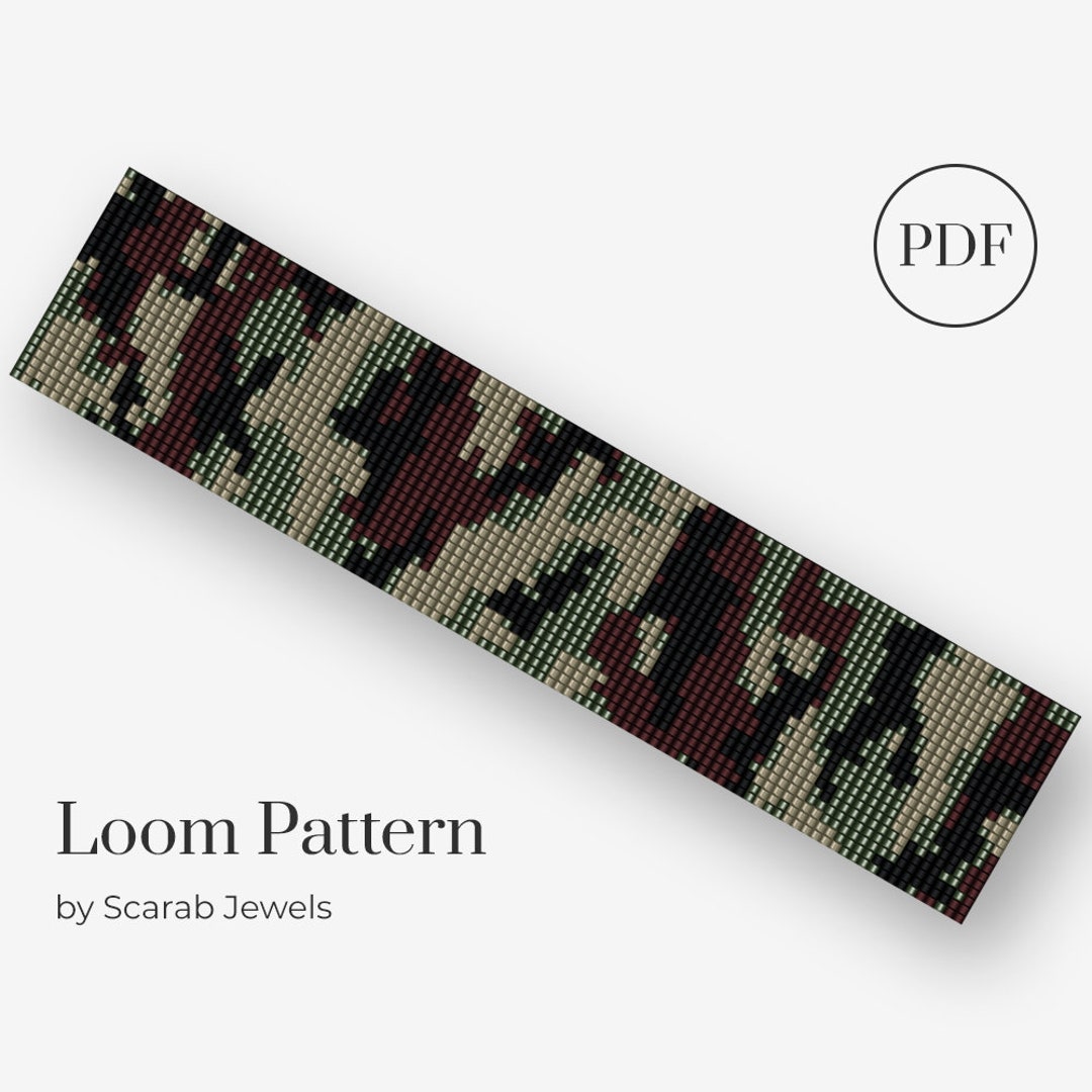 Camouflage Print Pattern | Loom Beading Bracelet | Cuff Bead Pattern ...