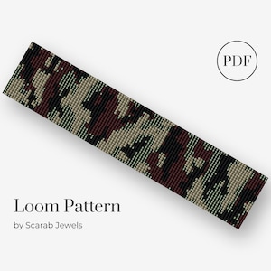 Camouflage Print Pattern | Loom Beading Bracelet | Cuff Bead Pattern | Miyuki Delica | PDF Instant Download