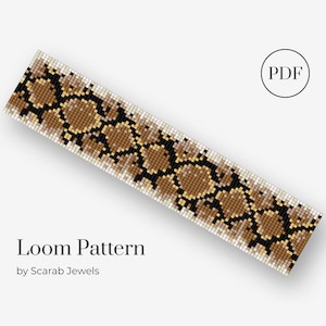 Snakeskin Pattern | Loom Beading Bracelet | Cuff Bead Pattern | Miyuki Delica | PDF Instant Download
