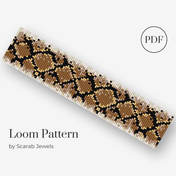 Snakeskin Pattern | Loom Beading Bracelet | Cuff Bead Pattern | Miyuki Delica | PDF Instant Download