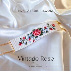 Vintage Rose Loom Beading Bracelet Pattern | Miyuki Delica Pattern (PDF Instant Download)