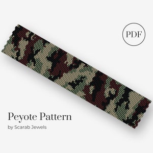 Camouflage Print Pattern | Peyote Beading Bracelet | Cuff Bead Pattern | Miyuki Delica | PDF Instant Download