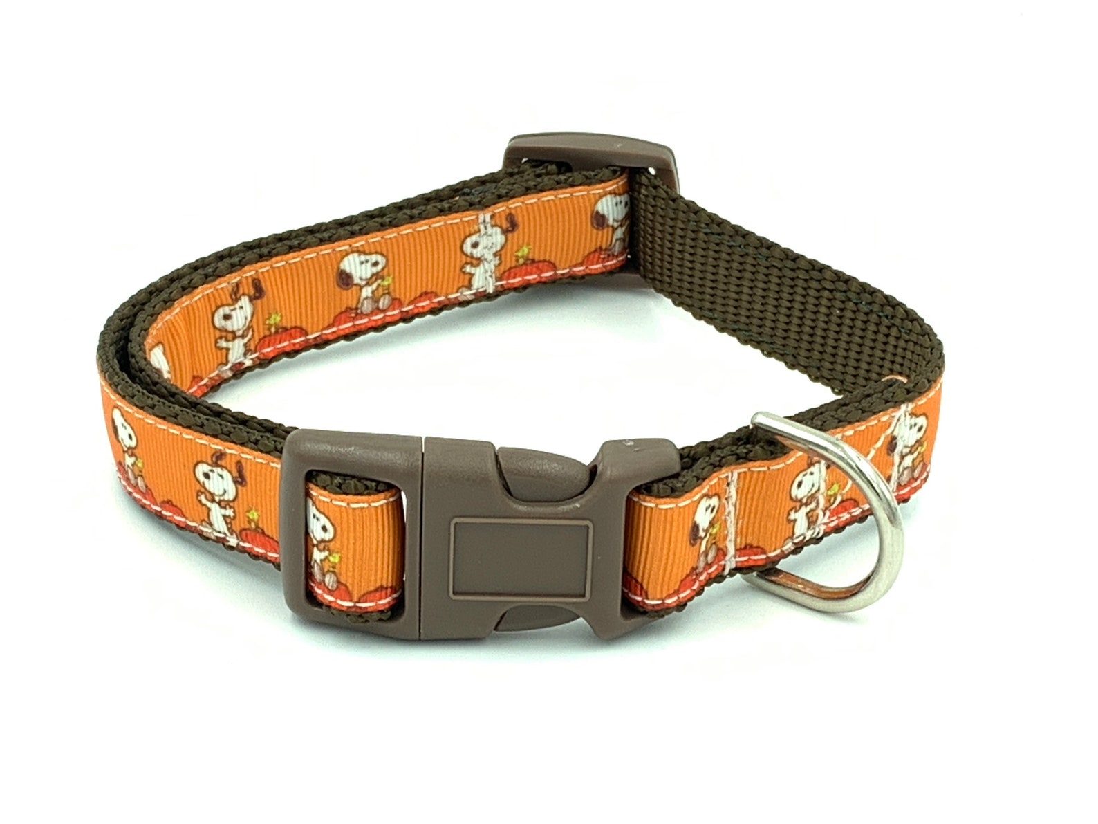 Peanuts Dog Collar Medium Adjustable Orange Beagle Great Etsy