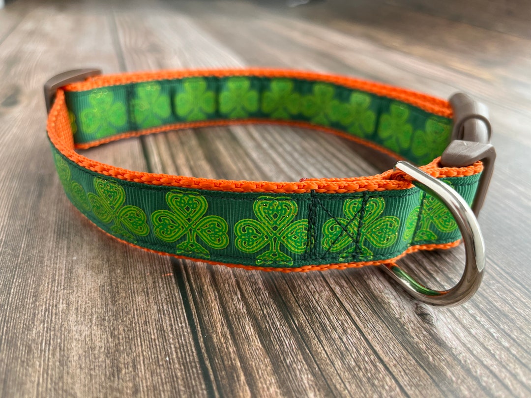 Green Celtic Knot Dog Collar, Medium & Large Adjustable Size, Gaelic