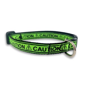 Green Caution Collar, Breakaway Cat Collar, Mini Teacup Dog Collar, Lightweight Tiny Pet Collar, Cute Cat Collar, Cute Dog Collar