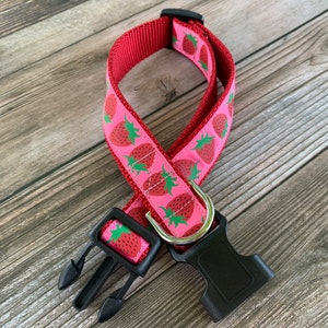 Strawberry Dog Collar, Small and Large Dog Collar, Adjustable Size, Red ...