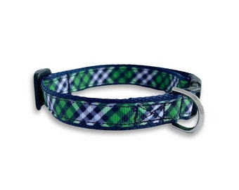 Blau und grün kariertes Halsband, Breakaway Katzenhalsband, Mini Teacup Hundehalsband, leichtes kleines Haustier Halsband, süßes Katzenhalsband, süßes Hundehalsband