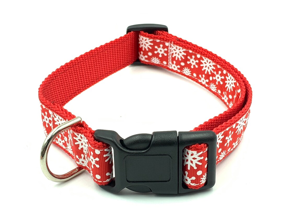 Snowflake Dog Collar Medium Adjustable Christmas Dog Collar Etsy