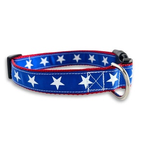 White Star Dog Collar, Adjustable Size, Patriotic Dog Collar, USA, Cute Dog Lover Gift