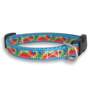 Tie Dye Dog Collar, Small Adjustable Size, Hippie, Peace, Love, Rainbow, Cute Dog Lover Gift