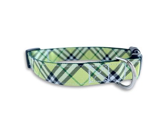 Green Plaid Dog Collar, Medium & Large Adjustable Size, Preppy Plaid Dog Collar, Cute Dog Lover Gift