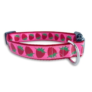 Strawberry Dog Collar, Small and Large Dog Collar, Adjustable Size, Red & Pink Summer Collar, Cute Dog Lover Gift, Dog Collar Girl image 1