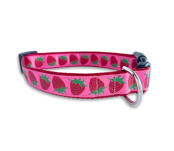 Strawberry Dog Collar, Small and Large Dog Collar, Adjustable Size, Red & Pink Summer Collar, Cute Dog Lover Gift, Dog Collar Girl