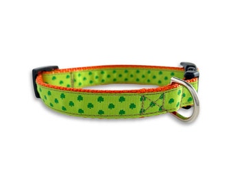 Grünes Kleeblatt Hundehalsband, verstellbare Größe St Patrick's Hundehalsband, Clover Hundehalsband