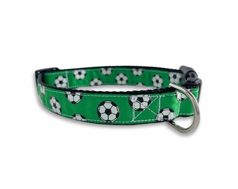 Soccer Dog Collar, Medium & Large Adjustable Size, Green, Summer Dog Collar, Cute Dog Lover Collar