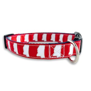 Mississippi Dog Collar, Medium and Large Adjustable Size, Red, White & Blue Collar, Go Rebels