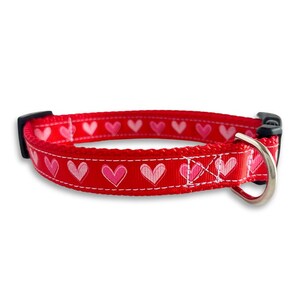 Red Heart Dog Collar, Medium Adjustable Size, Valentine's Day, Cute Dog Lover Gift