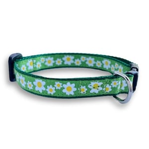 Colorful Green Daisy Collar, Breakaway Cat Collar, Mini Teacup Dog Collar, Lightweight Tiny Pet Collar, Cute Cat Collar, Cute Dog Collar