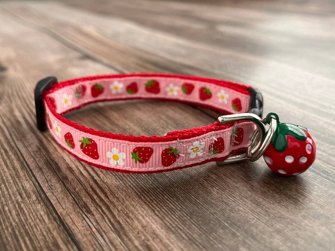 Strawberry Collar, Breakaway Cat Collar, Mini Teacup Dog Collar