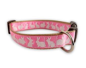 Easter Bunny Dog Collar, Medium, Large and XL Adjustable Size, Rabbit, Blue, Pink Spring Collar