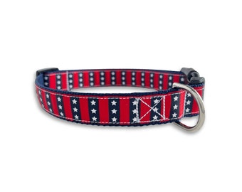 Collare patriottico per cani, taglia media e grande regolabile, collare a stella, collare USA, 4 luglio, simpatico regalo per gli amanti dei cani