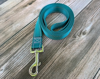 Reflective Dog Leash, 5' Large Nylon Dog Leash, Red, Teal, Black, Lightweight Dog Leash, 1"Wide