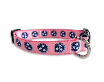 Pink Tennessee Tristar Dog Collar, Small, Medium, Large, TN Flag Dog Collar, Tennessee Dog Collar, Tristar Dog Collar, Dog Collar Girl