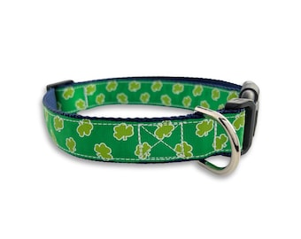 St. Patrick's Hundehalsband, mittelgroß & groß verstellbare Größe, grünes Kleeblatt Hundehalsband, Luck of the Irish