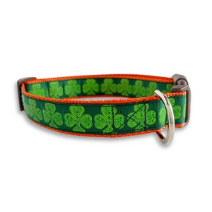 Green Celtic Knot Dog Collar, Medium & Large Adjustable Size, Gaelic Shamrock Dog Collar, Luck of the Irish, St. Patrick&#39;s Day