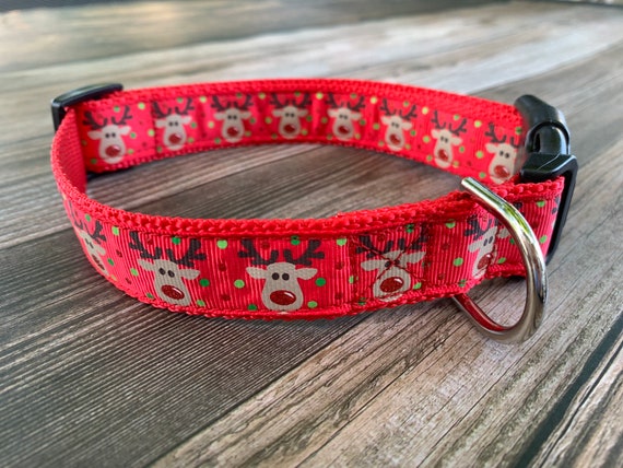Red Reindeer Dog Collar Medium u0026 Large Adjustable Size Red - Etsy