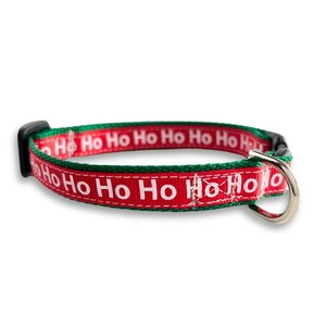 Ho Ho Ho Collar, Breakaway Cat Collar, Mini Teacup Dog Collar, Christmas Lightweight Tiny Pet Collar, Cute Cat Collar, Cute Dog Collar