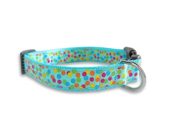 Hundehalsband mit verstellbarer Größe, blaues Hundehalsband mit Pünktchenmuster, süßes Geschenk für Hundeliebhaber