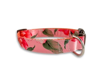 Collar para perrita con flor rosa, disponible en tallas mediana y grande. Collar floral de primavera. Collar para perrita.