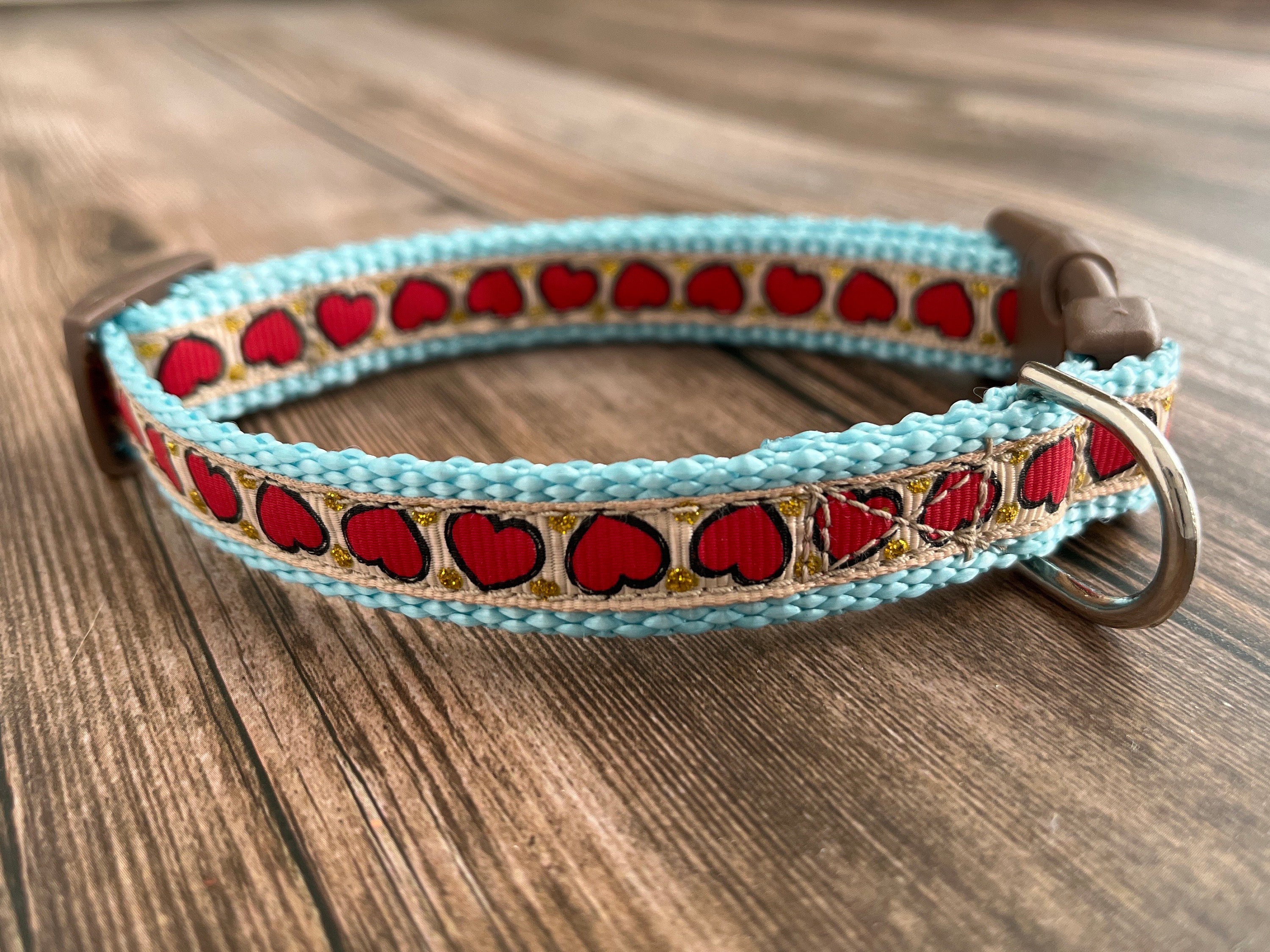Valentinstag Hundehalsband Mit Rotem Herz | Verstellbar, Weiches Baumwollband Für Kleine & Mittlere Hunde