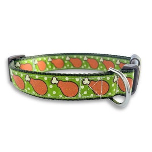 Green Turkey Dog Collar, Small, Medium & Large Adjustable Size, Fall Dog Collar, Thanksgiving Seasonal Dog Collar