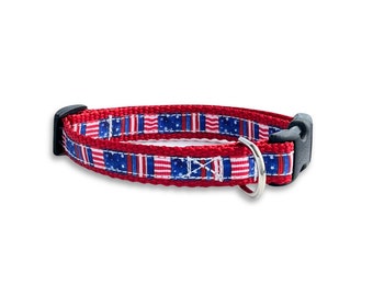 Collare per cani con bandiera americana, taglia piccola regolabile, collare patriottico rosso, bianco e blu, grazioso regalo per gli amanti dei cani