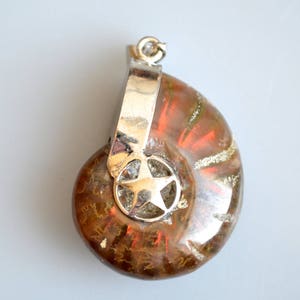 Natural Rainbow Ammonite Fossil Beads Pendant Size Approx. 36x28mm to 30x28mm #P07