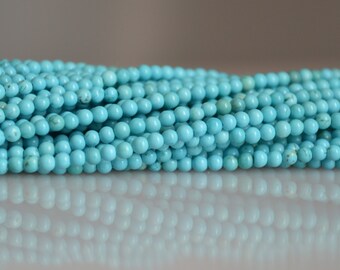 Heldere turquoise edelsteen kleine ronde kralen licht blauw kleur grootte 2.5 mm 16 inch #B81