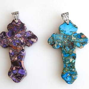 Imperial Jasper Gemstone Cross Pendant Size Approx.  60x38x9mm #P25