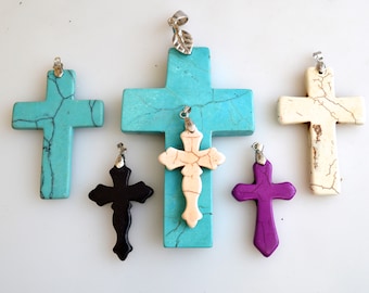 Magnesite Stone Cross Pendant  3x2inch 2.5x1.5inch and 1.75x1inch