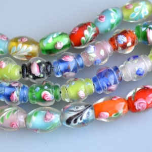 Lampwork Glass Beads Vase and Barrel Shape Size Approx.10x13mm Full Strand 10 image 1