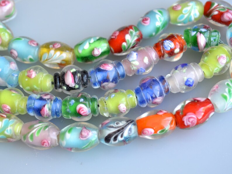 Lampwork Glass Beads Vase and Barrel Shape Size Approx.10x13mm Full Strand 10 image 1