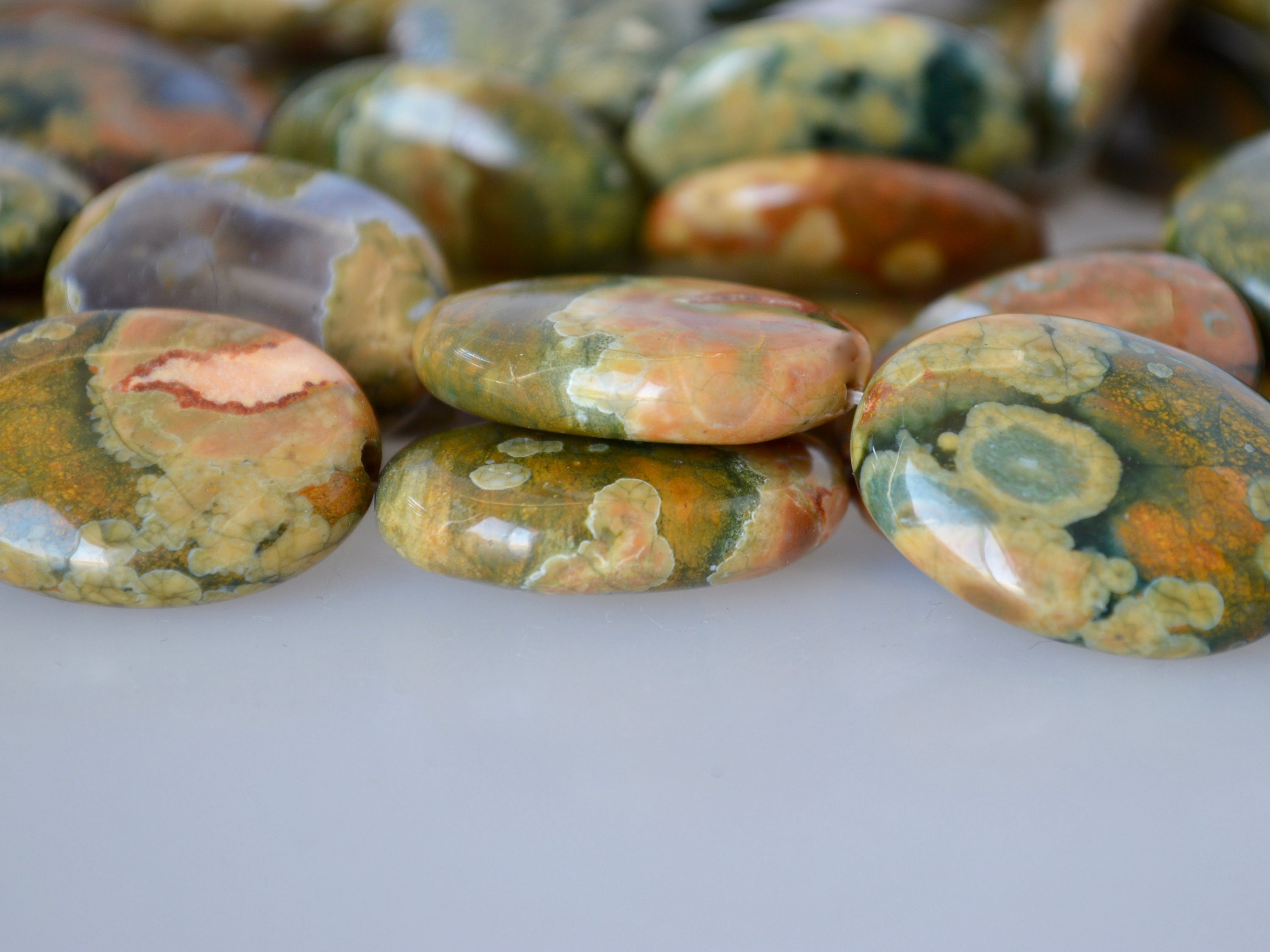 Rainforest Rhyolite Natural Gemstone Natural Color Oval and Rectangle ...